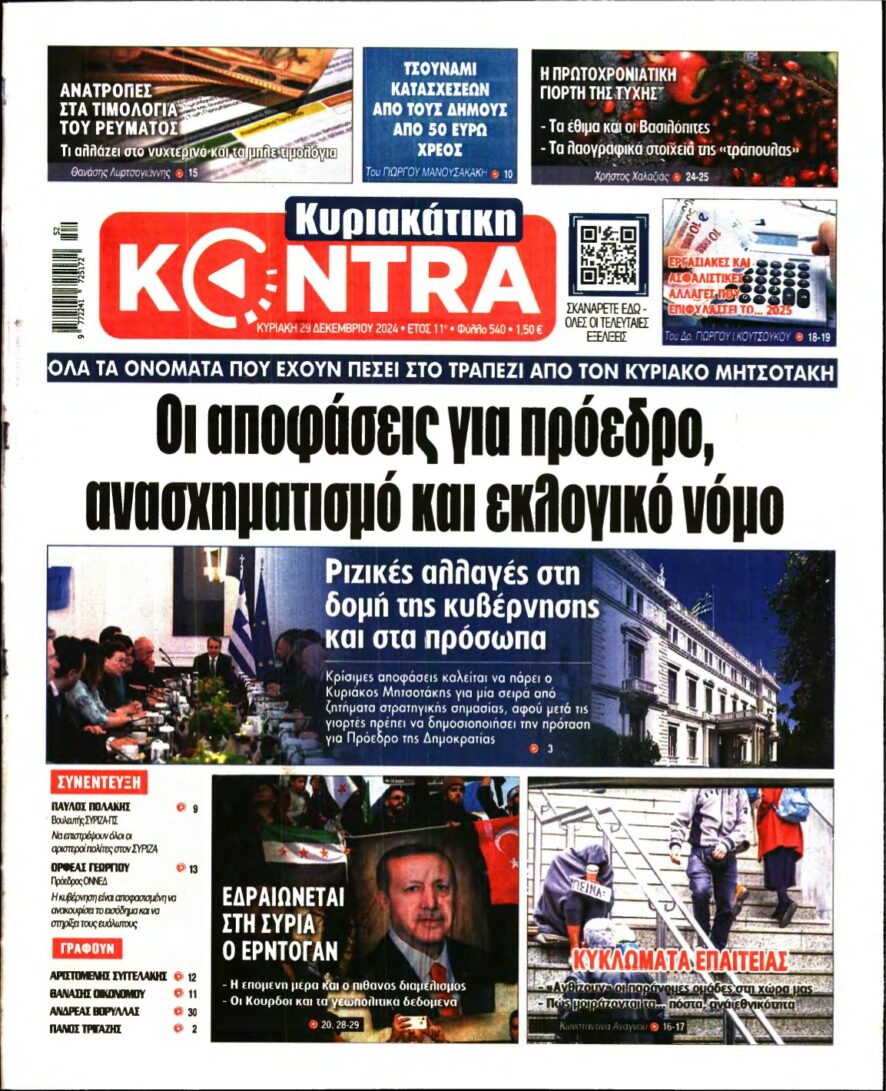 ΚΥΡΙΑΚΑΤΙΚΗ KONTRA NEWS – 29/12/2024