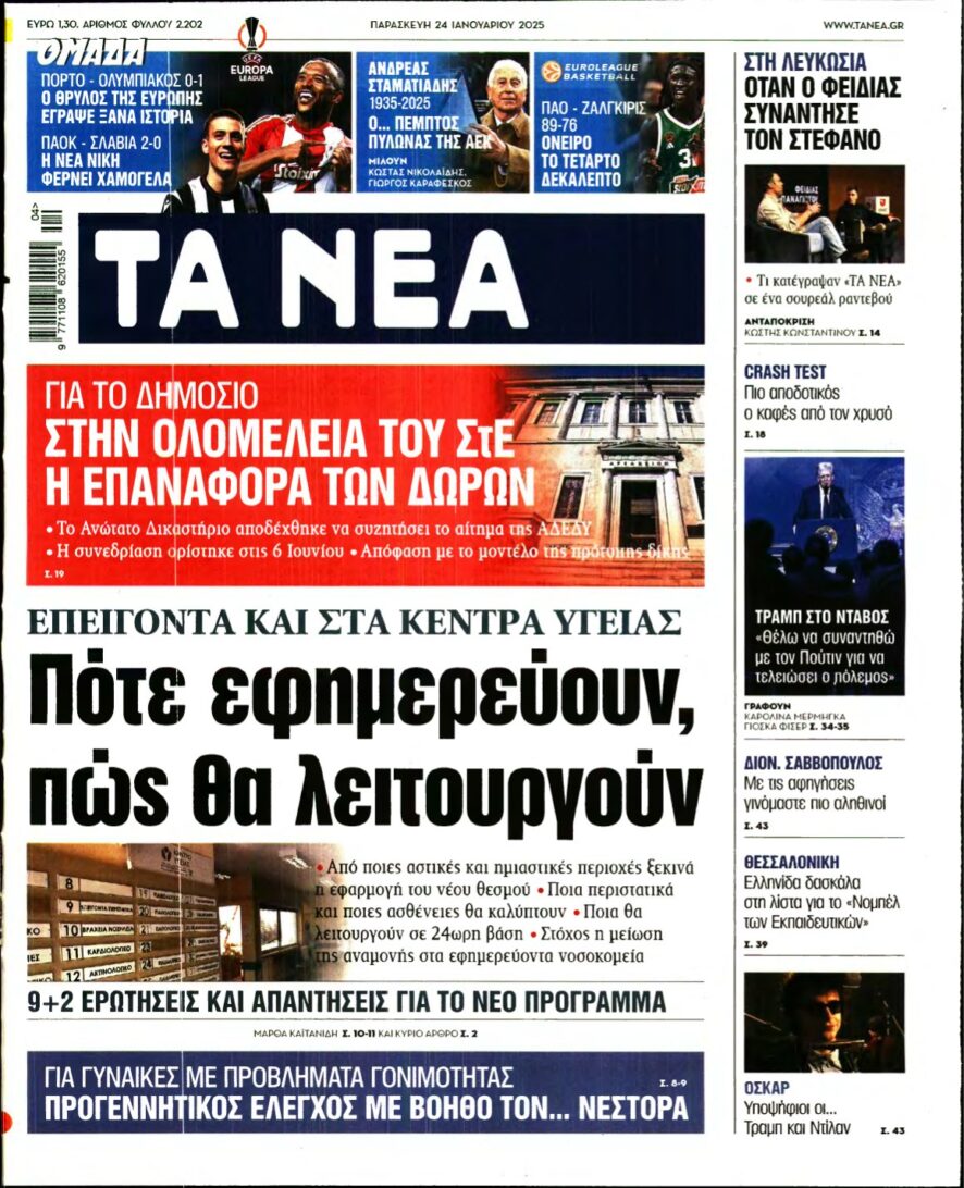 ΤΑ ΝΕΑ – 24/01/2025