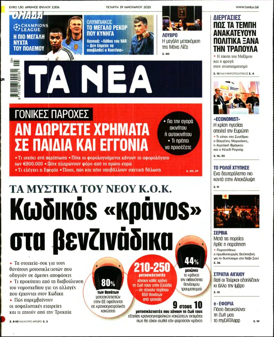 ΤΑ ΝΕΑ – 29/01/2025